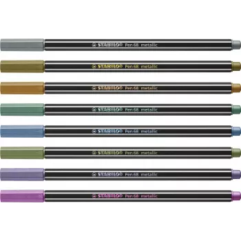 STABILO Pen 68 Metallic kiudpliiatsite komplekt - keskmine - 8 erinevat metallikvärvi - ümmargune ots - 1,4 mm joone laius
