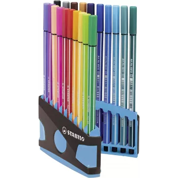 STABILO Pen 68 Viltpliiatsite Komplekt - Keskmine - 20 Värvi - Segavärvid - 1 mm - 24 h Korgita - Veepõhine Tint