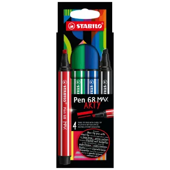 STABILO Pen 68 MAX 4-Pack ARTY viltpliiatsid peiteli otsikuga