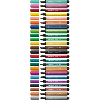 STABILO Pen 68 MAX 12-osaline ARTY Edition viltpliiatsite komplekt peiteli otsikuga plastkarbis