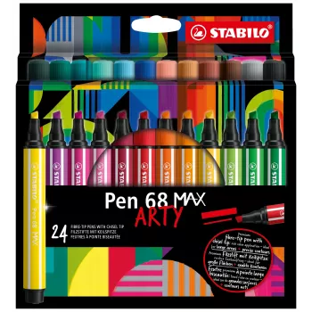 STABILO Pen 68 MAX 24-osaline Etui ARTY viltpliiatsikomplekt peiteli otsikuga