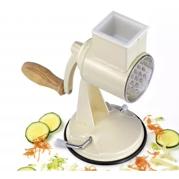 Zassenhaus Drum Grater Classic Cream - 3-trummiline pöördriiv roostevabast terasest trumlitega, imialusega, ergonoomilise väntkangiga