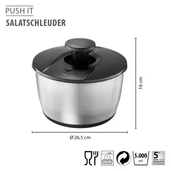 GEFU PUSH IT Salad Spinner Roostevabast Terasest