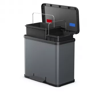 Hailo Öko duo Plus L prügisorteerija, tumehall matt, 34L, 2x17L, jalapedaal, pehme sulgumine