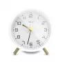 MEBUS 56973 Quartz Alarm Clock White Analog Silent Sweep
