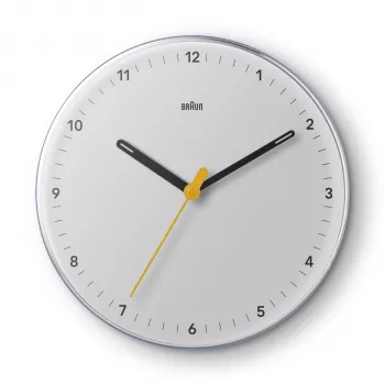 Braun BC26W Kvartskell Seinale Analoog Vaikne Sileda Sekundiosutiga 23 cm Valge