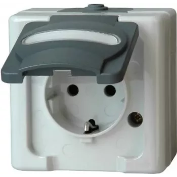 HEINRICH KOPP Schuko pistikupesa 1-kohaline pinnale paigaldatav niiskuskindel IP44 hall 16A 250V (103356006)