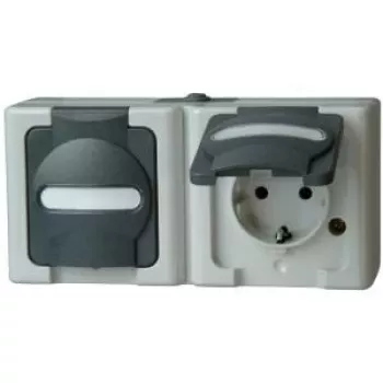 HEINRICH KOPP BLUE ELECTRIC Pindpaigaldatav lüliti ja Schuko pistikupesa kombinatsioon, hall (131256002)