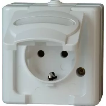 HEINRICH KOPP Schuko pistikupesa 1-kohaline pinnale paigaldatav niiskuskindel IP44 arktikvalge 16A 250V (103302007)