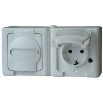 HEINRICH KOPP BLUE ELECTRIC Pindpaigaldatav kombineeritud lüliti ja Schuko pistikupesa, IP44, Arktika valge, 250V, 16A (131202003)