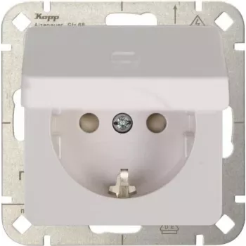 Heinrich Kopp HK02 Schuko pistikupesa suurendatud puutekaitsega, puhasvalge (RAL 9010), seinasisene paigaldus