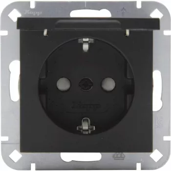 Heinrich Kopp SCHUKO pistikupesa hingedega kaanega, mattmust, USB laadimine, IP44