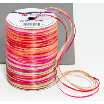 C.E. PATTBERG Raffia Kingituselint Matt Roosa/Punane/Oranž/Roheline 3,0 mm x 50,0 m