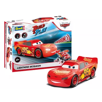 Revell Build & Play Disney Pixar Cars Lightning McQueen Vehicle with Light & Sound, 1:20 Scale, Snap-Together Model Kit