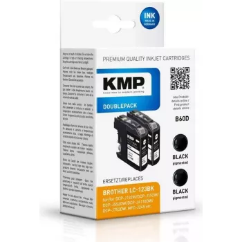 KMP B123B Must tindikassett, ühilduv Brother LC123/LC125/LC127/LC129 - 18ml - 600 lehte - 1 pakk