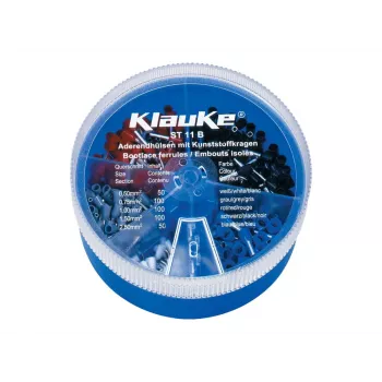 KLAUKE ST 11 B Isolatsiooniga juhtmeotsa hülsside komplekt - 625 tk, 0,5-10 mm², hall/must karp