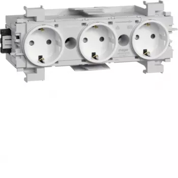 HAGER GS30019016 3-kohaline pistikupesa, polaarvalge, kiirühendusega klemmid