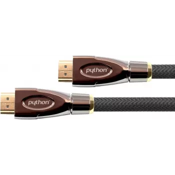 PYTHON High-Speed HDMI with Ethernet Cable 4K2K/UHD, Gold-Plated Contacts, OFC, Nylon Braided, Black, 1 m, PYTHON Series (GC-M0015)