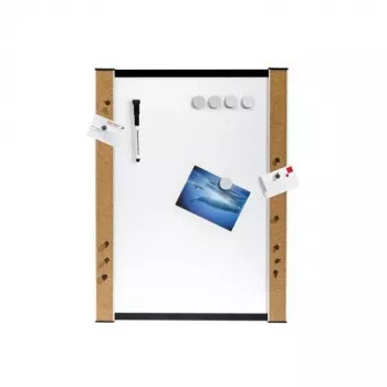 Genie 11213 Natural Cork Bulletin Board with Magnetic Surface, 60 x 40 cm, Horizontal/Vertical Wall-Mountable, Wood Frame