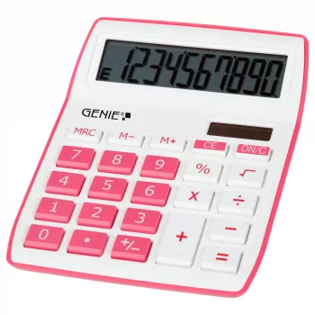 Genie Genius 840 Lauakalkulaator - 10 numbrikohta - 1 rida - Aku/Päike - Roosa/Valge