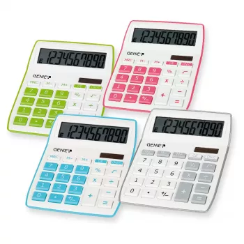 Genie 840 G lauakalkulaator - 10 numbrikohta - kallutatav ekraan - päikese- ja patareitoide - roheline/valge