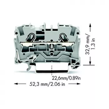 WAGO 2004-1201 Läbiv klemmliist, 2-juhiline, 800 V, 32 A, hall, 6,2 mm laius, CAGE CLAMP