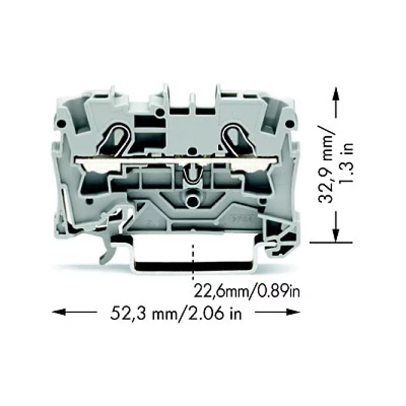 WAGO 2004-1201 Läbiv klemmliist, 2-juhiline, 800 V, 32 A, hall, 6,2 mm laius, CAGE CLAMP