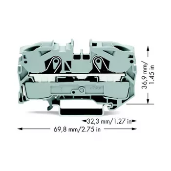 WAGO 2016-1201 Läbiv klemmliist, 16 mm², 800 V, hall, Push-in CAGE CLAMP