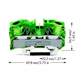 WAGO 2016-1207 TOPJOB® S 2-juhiga läbiv klemmliist, 16 mm², 1000 V, hall, DIN-siini paigaldus