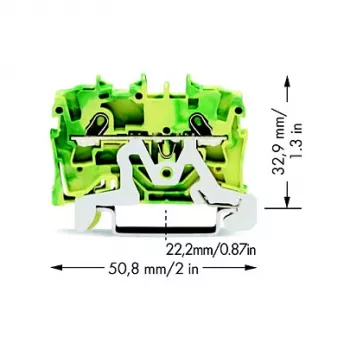 WAGO 2001-1207 2-juhiline suruühendusega klemmliist, 1,5 mm², hall, DIN-rööpale paigaldamiseks