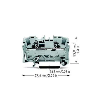 WAGO 2006-1201 Läbiv klemmliist, 2-juhtmeline, 6 mm², 800 V, hall, DIN-35