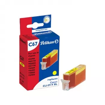 Pelikan Sobiv Tindikassett Canon CLI-571Y XL, Kollane, Suure Mahutavusega, 11,5 ml