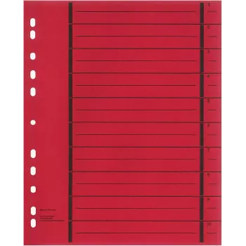 Wekre 50 punast A4 papist dokumendijaotit, universaalne 11-auguga, 180 g/m², sileda servaga