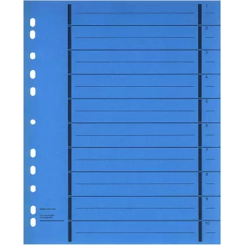 WEKRE 50 Index Dividers A4 Blue 4-Hole Punched Cardboard 160 gsm