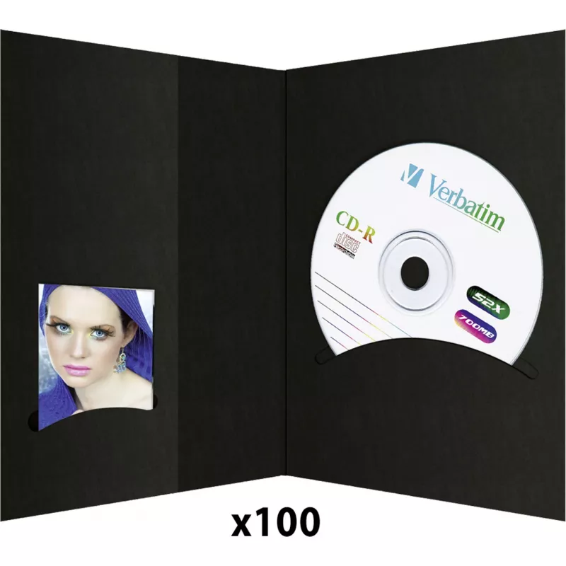 DAIBER 6613 1x100 Folders with CD Archive, 10x15, Black