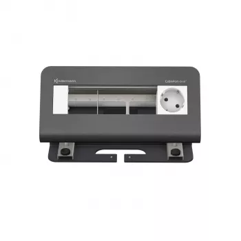 Kindermann CablePort desk² 4-kordne lauaühenduspaneel - 4 Schuko pesa, 2x RJ45 Cat.6A, 2x USB-A, 1x HDMI, 1x USB-C, must
