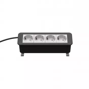 Kindermann CP Office Desk 4-Way Power Module (4 x Schuko, 3m kaabel, hõbe/must)