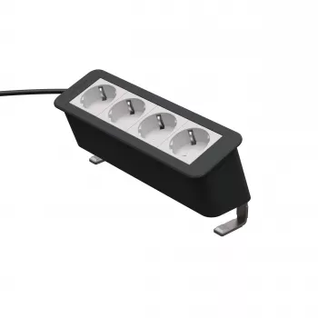 Kindermann CP Office Desk 4-Way Power Module (4 x Schuko, 3m kaabel, hõbe/must)