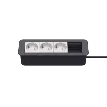 Kindermann CP Office Frame 4-Fach 3 x Power Socket Desktop Connectivity Hub Silver