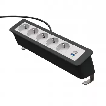 Kindermann CP Office Desk 6-Fold 5x Schuko 1x USB-C PD 60W toiteplokk klambriga