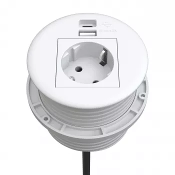 Kindermann CablePort Table White (STS-R90-2 weiß) - lauaühenduspaneel 2x Schuko pistikupesaga