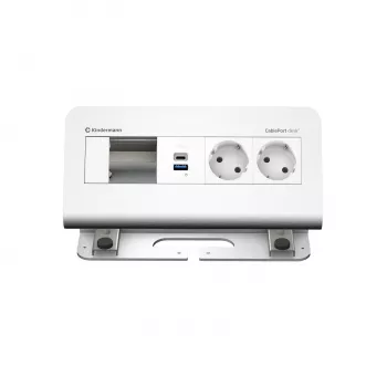 Kindermann CablePort desk² 4-way 2x Power 2x USB lauaühendusmoodul, alumiinium