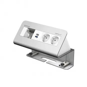 Kindermann CablePort desk² 4-way 2x Power 2x USB lauaühendusmoodul, alumiinium