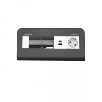 Kindermann CP desk² 80 4-kordne lauaühenduspaneel 1x toite- ja 1x USB-A pesaga, hõbe/must