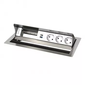 Kindermann CP Standard² VA 6f. 3xStr, 1xUSB Table Connection Panel