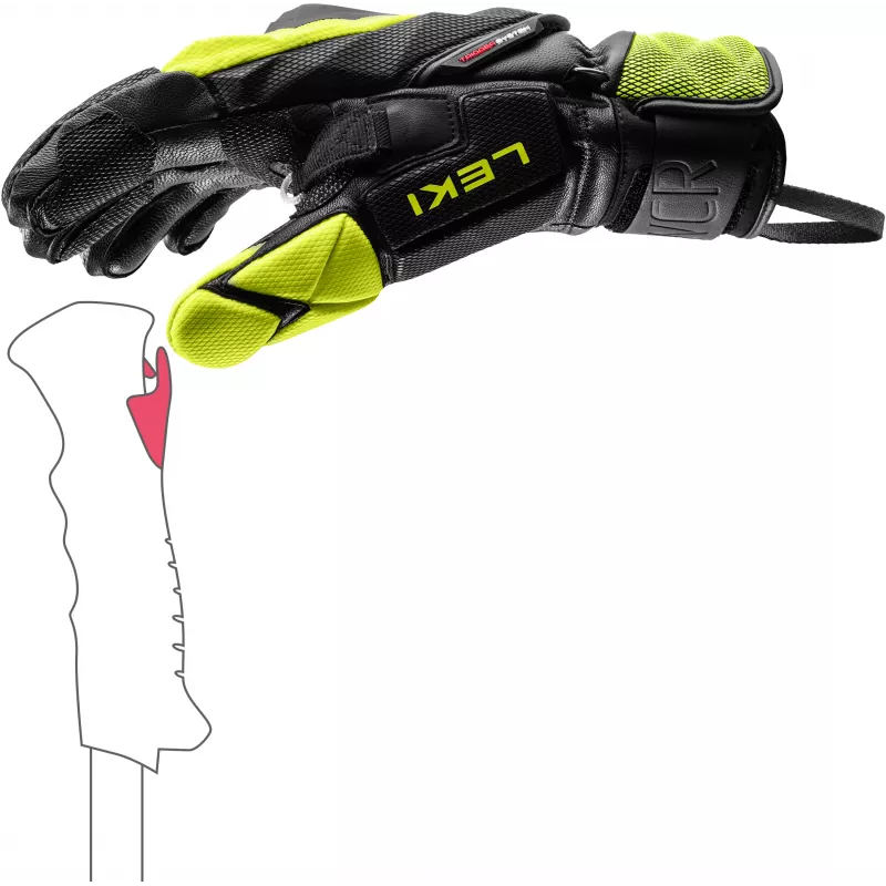 LEKI WCR Venom SL 3D suusavõistluste kindad must/kollane, suurus 10,0 (XL)