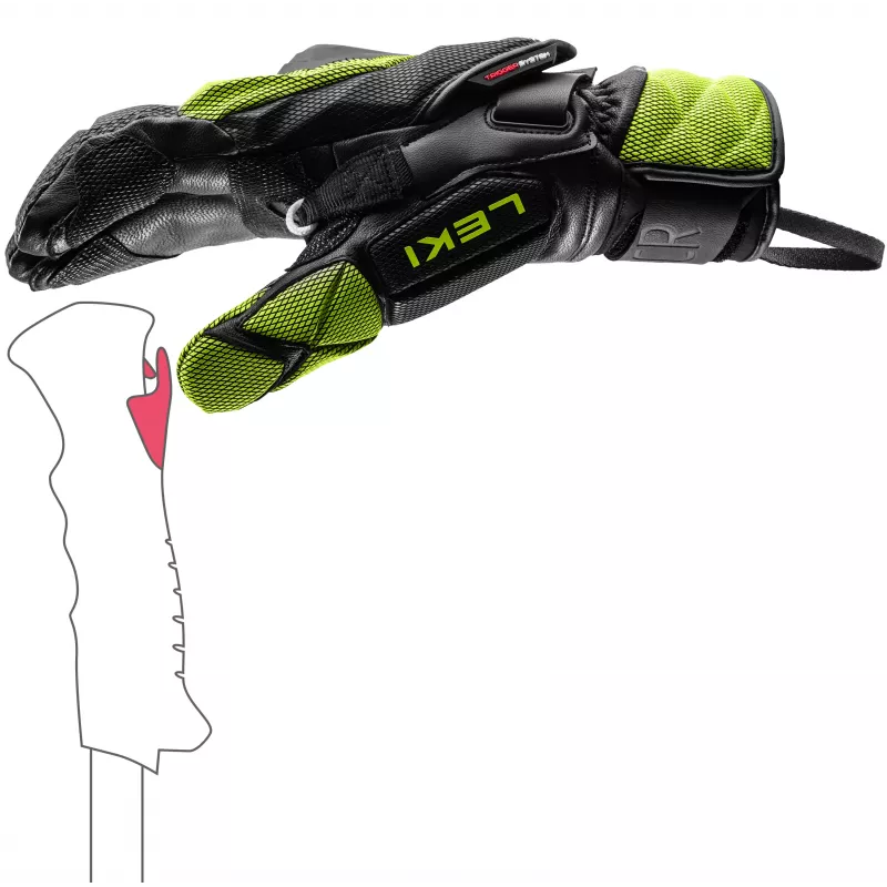 LEKI WCR Venom GS 3D Lobster suusavõistluste kindad suurus 8,5, must / helesidrunikollane