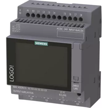 Siemens LOGO! 24 RCE loogikamoodul ekraaniga, 24V AC/DC, 8 digitaalsisendit, 4 releeväljundit, Ethernet