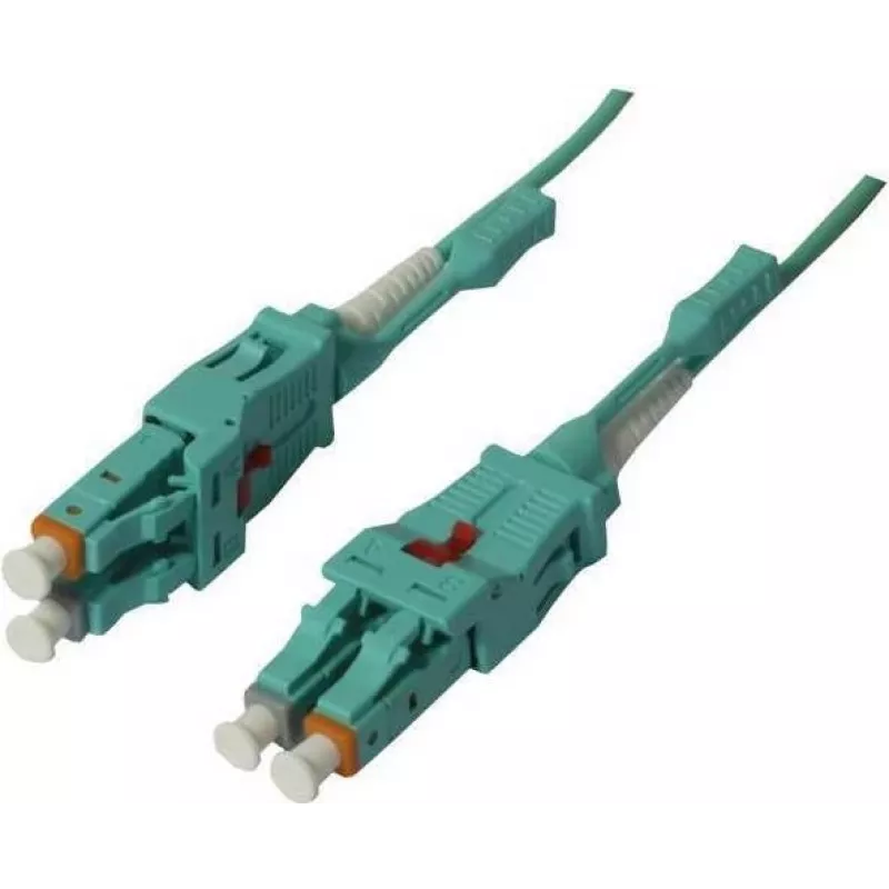 SYNERGY21 Fiber Optic Patch Cable 10m LC-LC Duplex OM3 Uniboot Rotatable Push/Pull 2mm LSZH Aqua