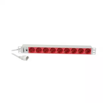 Synergy 21 ALLNET 19-tolline 1U toiteplokk 9x Schuko pistikupesa CEE7 IEC C14 pistikuga 10A 2m must